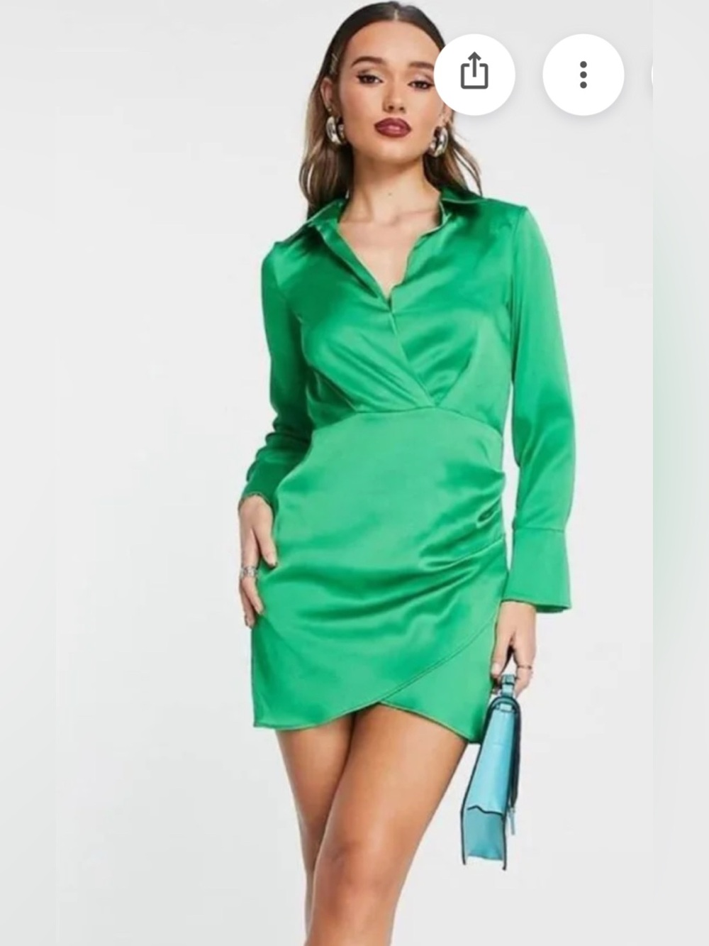 🦄 Sale! Mango Bright Green Satin Mini Dress